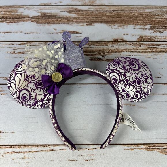 Disney Parks Minnie Ear Hat Crown & Feathers Jubilee Purple Headband Used - Picture 1 of 3